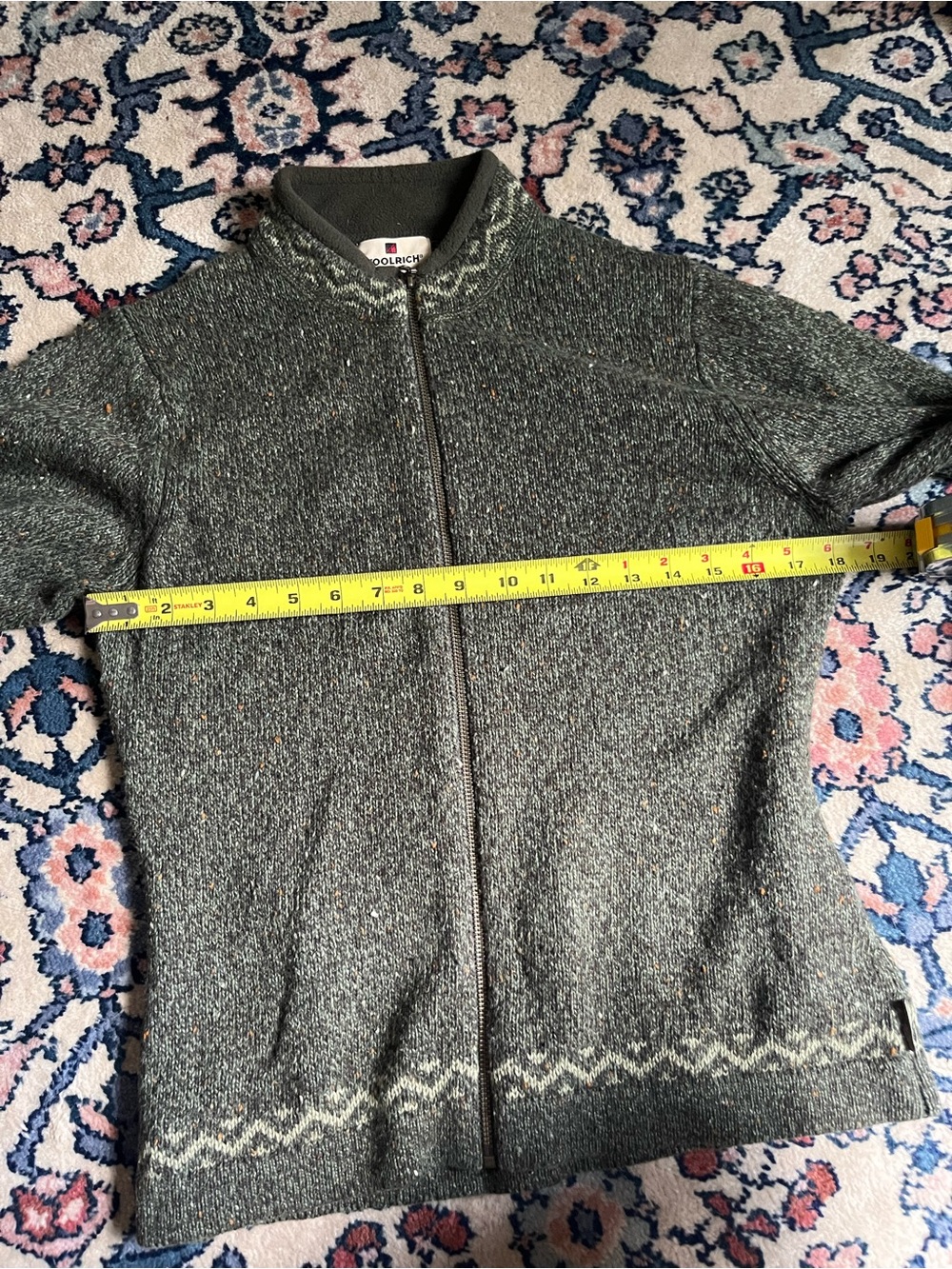 Woolrich Women’s Full Zip Dark Loden Heather Green Wool Blend Sweater XS - Picture 7 of 7